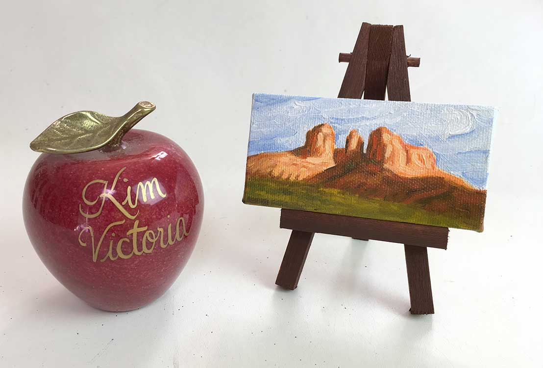 Miniature oil painting by Kim Victoria - Cathedral Rock Mini, Sedona AZ
