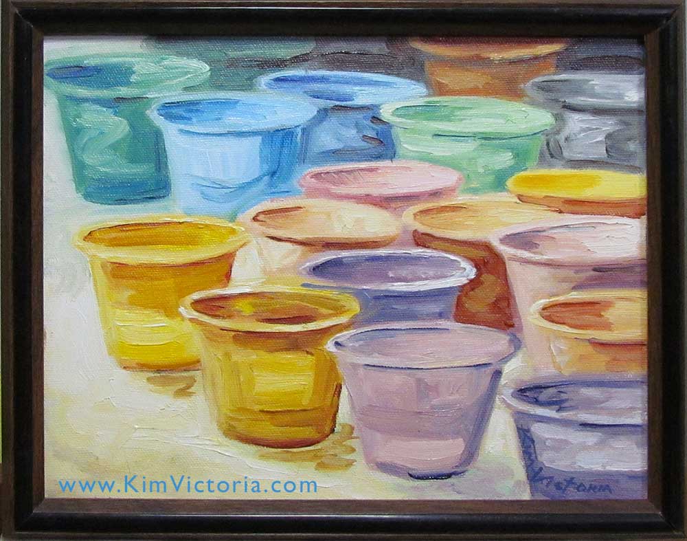 Oil painting Glaze Cups by Kim Victoria